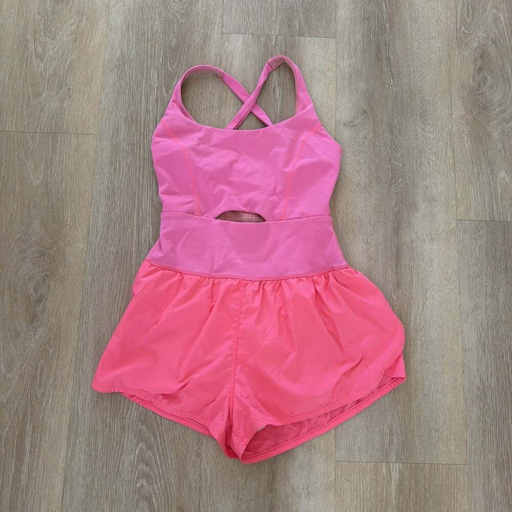 Free People Movement Righteous Runsie Romper Women’s Pink One Piece Size S (45)